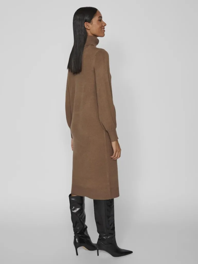 VISARA L/S ROLLNECK MIDI DRES/BF/KA brown lentil