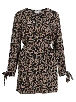VISAVO L/S V-NECK DRESS / B black