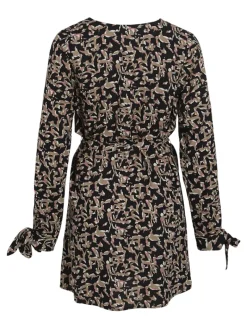VISAVO L/S V-NECK DRESS / B black