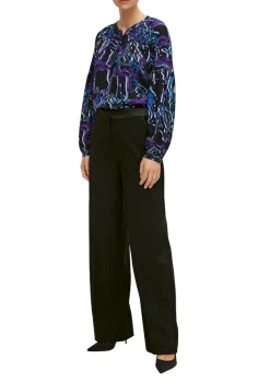 Viskosebluse mit abstraktem Muster schwarz