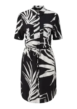 Viskosekleid mit Crêpestruktu schwarz
