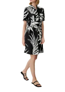 Viskosekleid mit Crêpestruktu schwarz