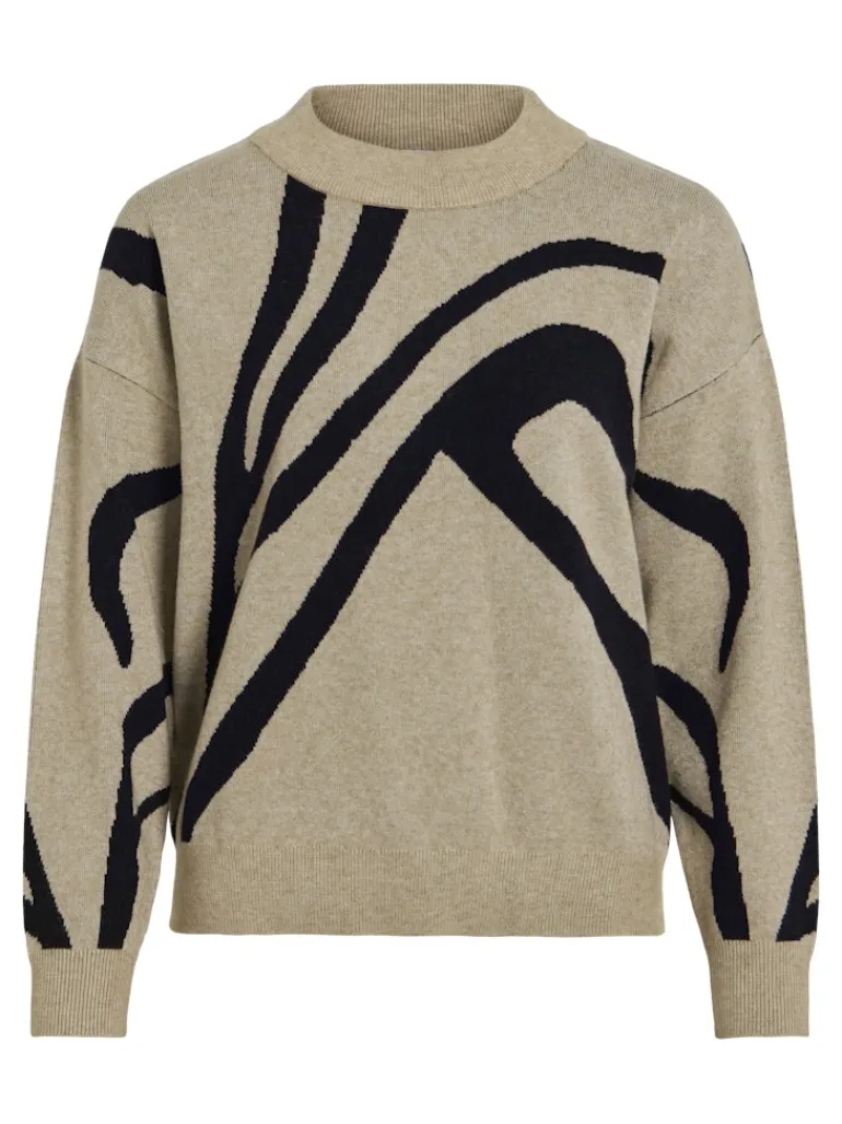 VITIF JACQUARD L/S KNIT TOP - NOOS natural melange