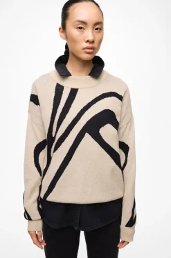VITIF JACQUARD L/S KNIT TOP - NOOS natural melange