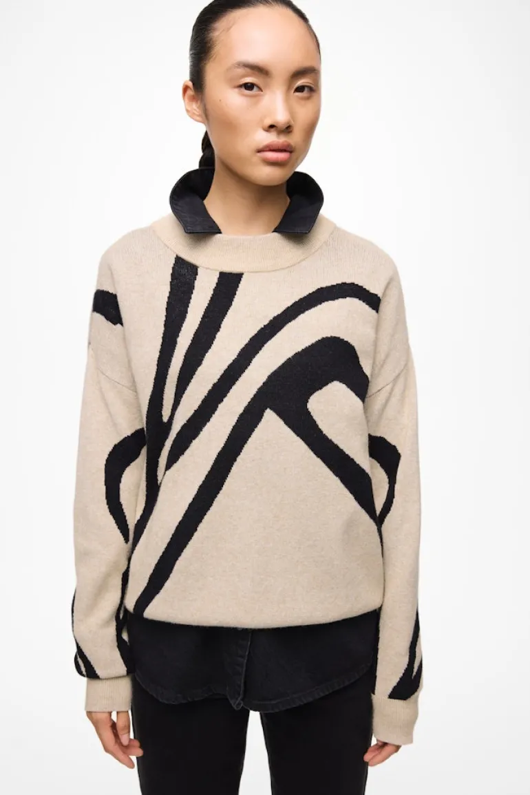 VITIF JACQUARD L/S KNIT TOP - NOOS natural melange