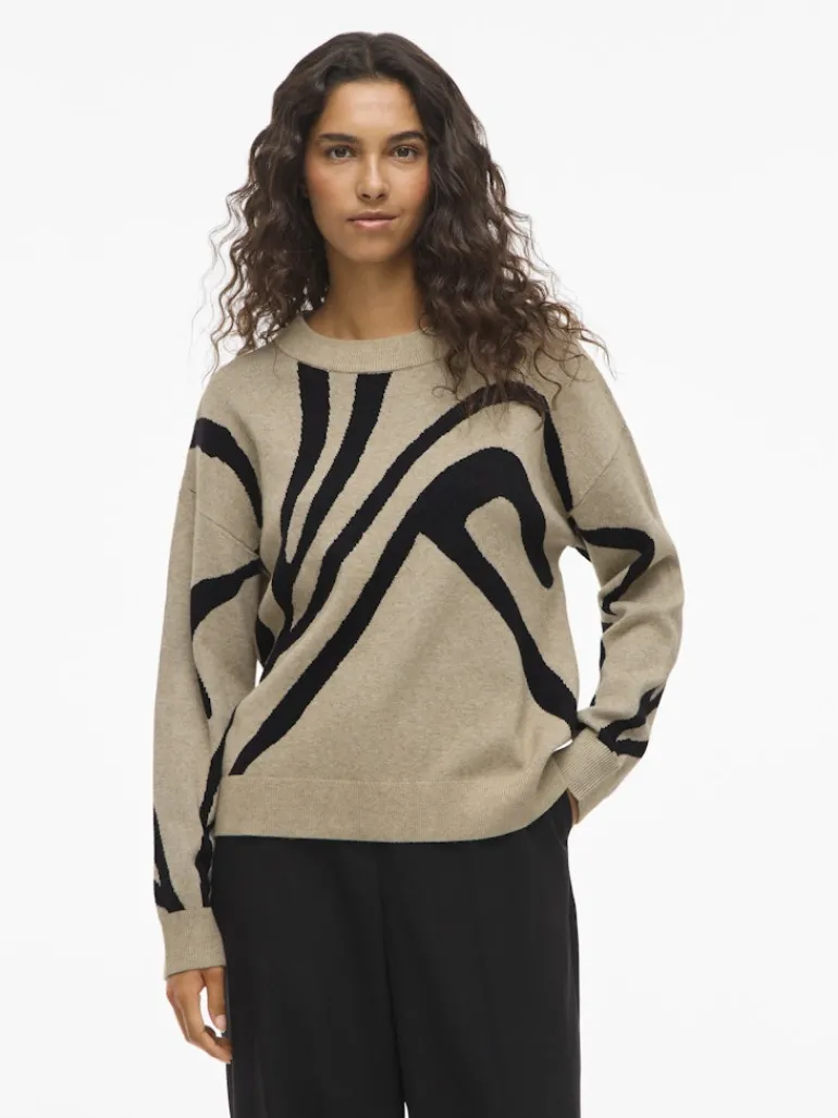 VITIF JACQUARD L/S KNIT TOP - NOOS natural melange