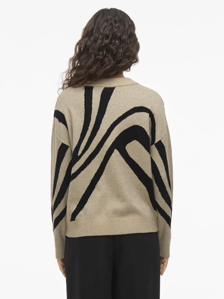VITIF JACQUARD L/S KNIT TOP - NOOS natural melange