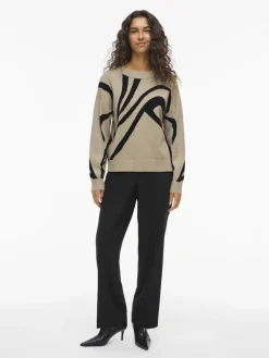 VITIF JACQUARD L/S KNIT TOP - NOOS natural melange