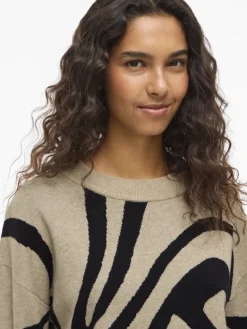 VITIF JACQUARD L/S KNIT TOP - NOOS natural melange