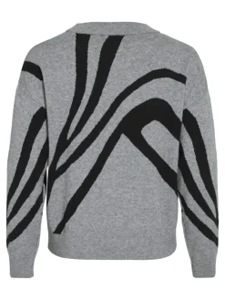 VITIF JACQUARD L/S KNIT TOP - NOOS medium grey melange