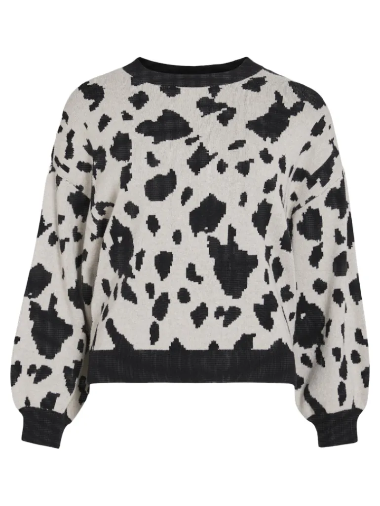 VITIP O-NECK L/S JACQUARD KNIT TOP/R/1 super light natural melan
