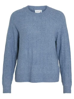 VITRINA L/S O-NECK KNIT TOP coronet blue