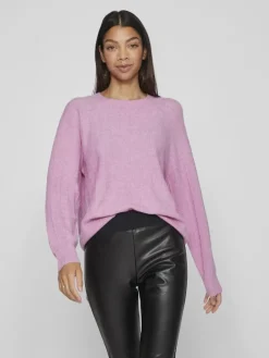 VITRINA L/S O-NECK KNIT TOP pastel lavender