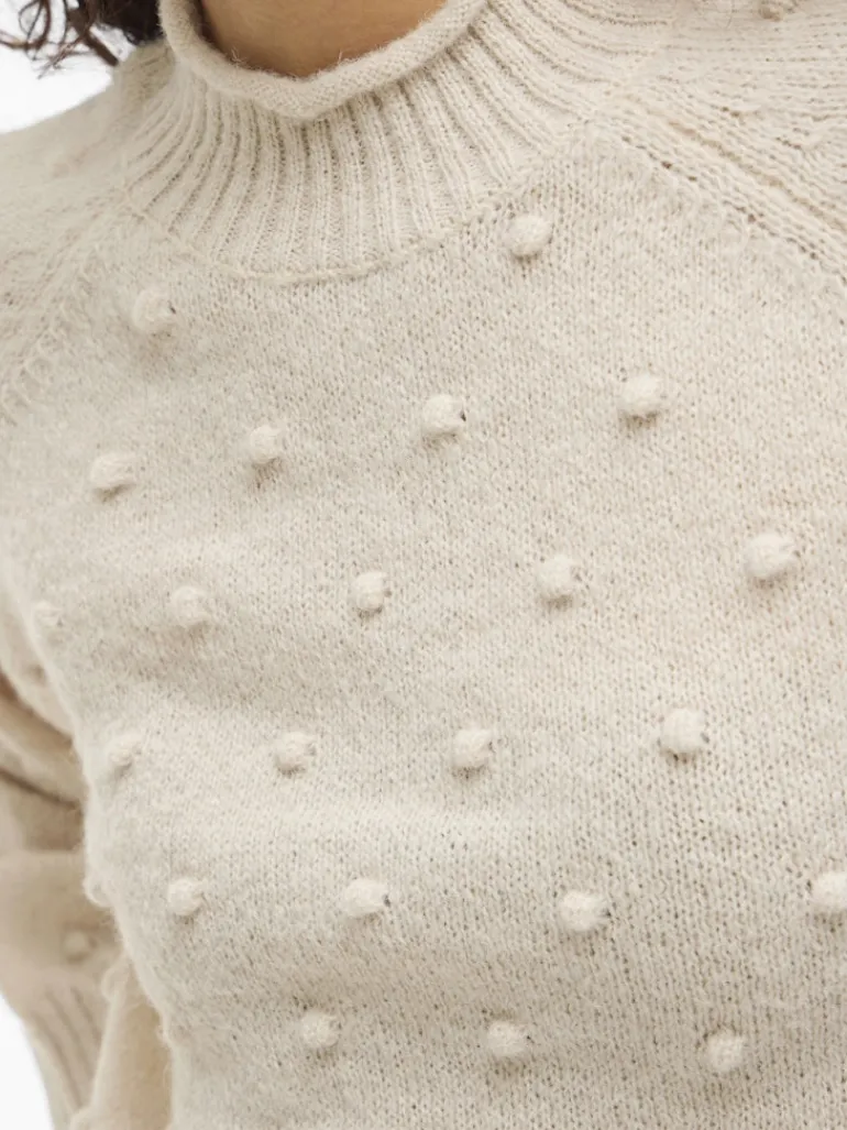 VITULI O-NECK L/S KNIT TOP/SU/PB/1 birch