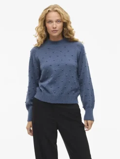 VITULI O-NECK L/S KNIT TOP/SU/PB/1 vintage indigo