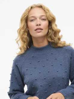 VITULI O-NECK L/S KNIT TOP/SU/PB/1 vintage indigo