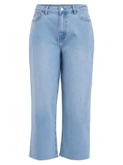 VIWIDEY NEIMA HW CROPPED WIDE JEANS light blue denim