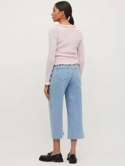 VIWIDEY NEIMA HW CROPPED WIDE JEANS light blue denim