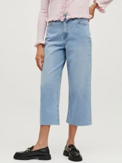 VIWIDEY NEIMA HW CROPPED WIDE JEANS light blue denim