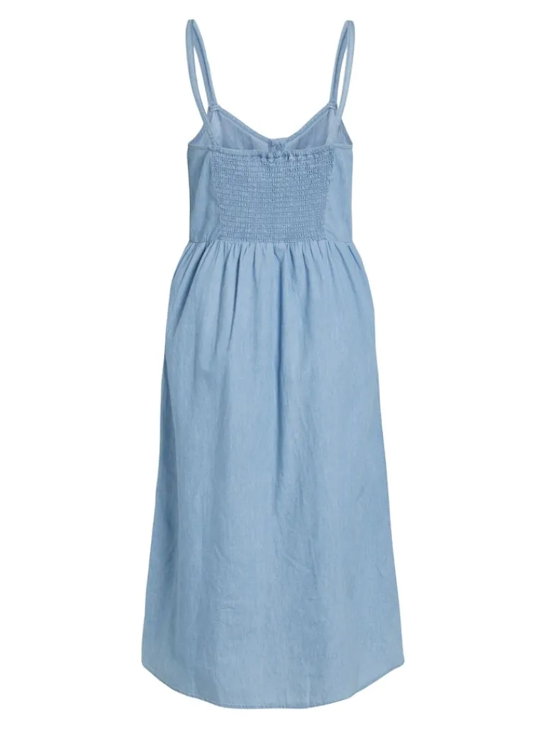 VIZIA STRAP MIDI DENIM DRESS - NOOS light blue denim