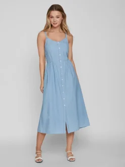 VIZIA STRAP MIDI DENIM DRESS - NOOS light blue denim