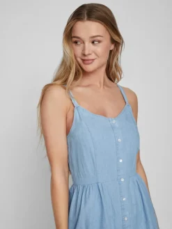VIZIA STRAP MIDI DENIM DRESS - NOOS light blue denim