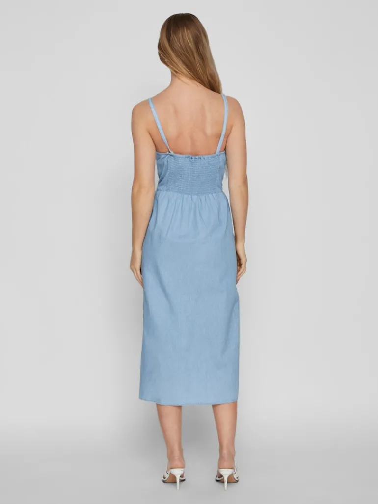 VIZIA STRAP MIDI DENIM DRESS - NOOS light blue denim