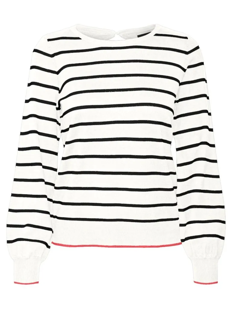 VMALMA LS O-NCK BUTTON BACK PULLOVER BOO snow white1