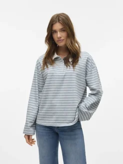 VMALMA LS STRIPED POLO TEE EXP light grey melange