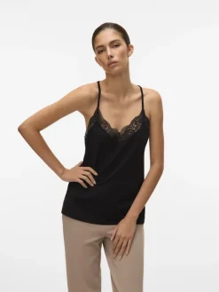 VMANA S/L LACE TOP GA NOOS black