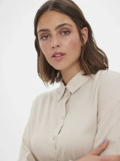 VMBEAUTY LS SHIRT WVN GA NOOS silver lining