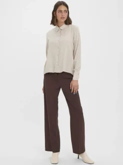 VMBEAUTY LS SHIRT WVN GA NOOS silver lining