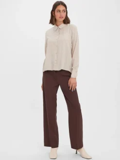 VMBEAUTY LS SHIRT WVN GA NOOS silver lining