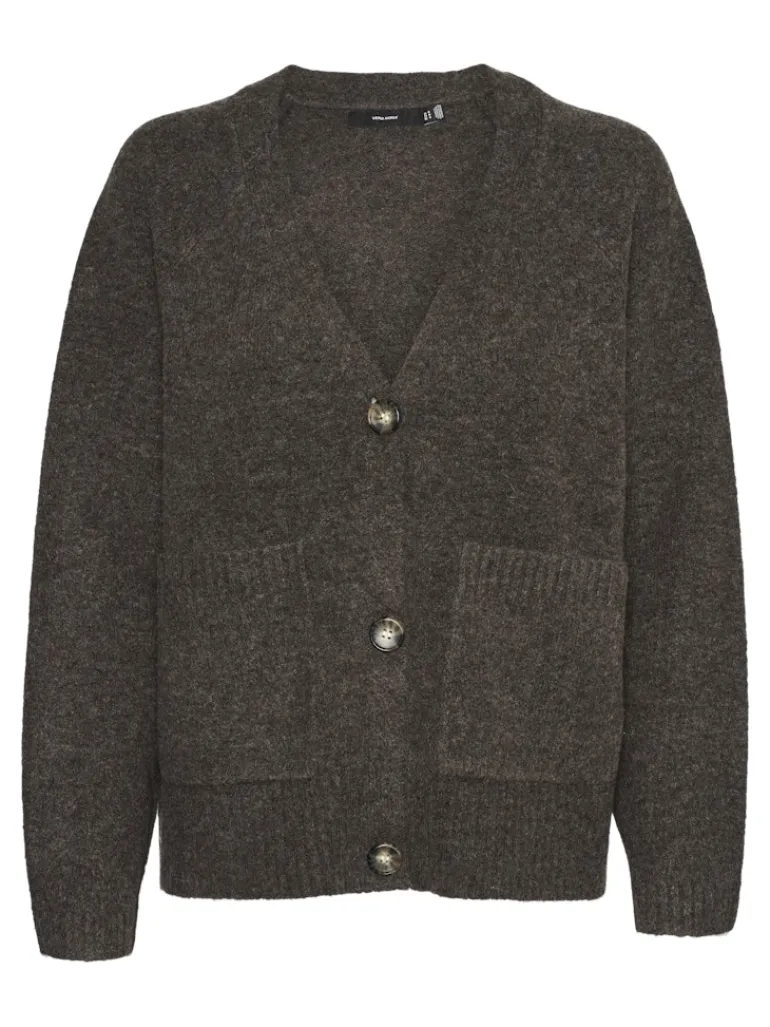 VMBOOM LS V-NECK BUTTON CARDIGAN GA NOOS chocolate torte