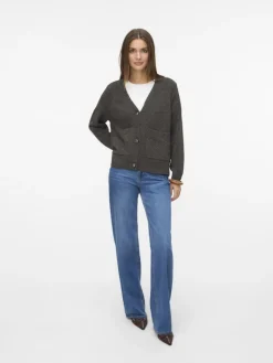 VMBOOM LS V-NECK BUTTON CARDIGAN GA NOOS chocolate torte