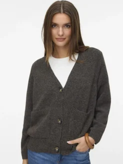 VMBOOM LS V-NECK BUTTON CARDIGAN GA NOOS chocolate torte