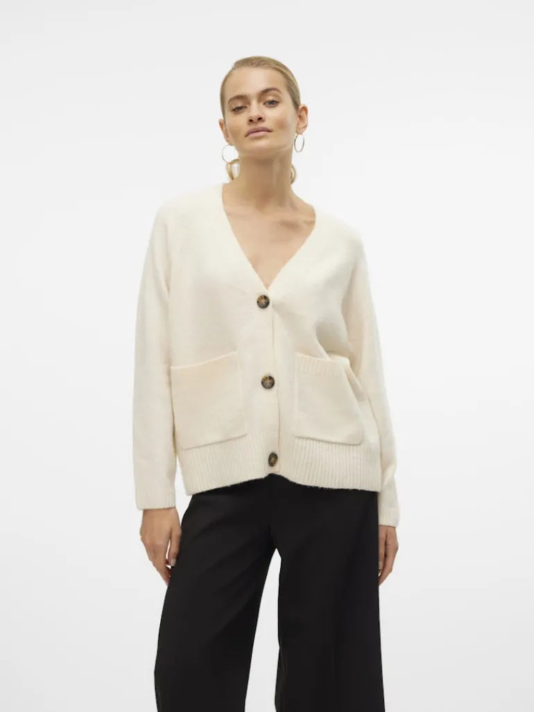 VMBOOM LS V-NECK BUTTON CARDIGAN GA NOOS birch