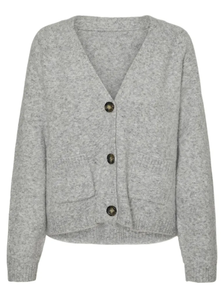 VMBOOM LS V-NECK BUTTON CARDIGAN GA NOOS light grey melange