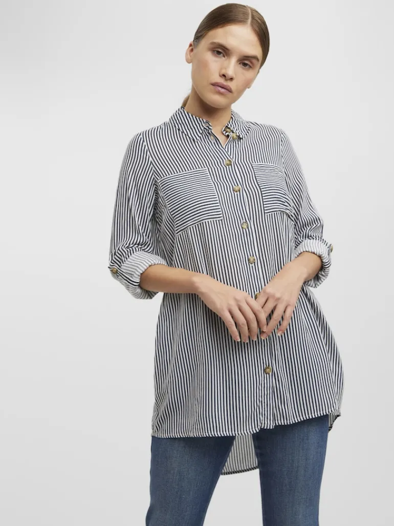 VMBUMPY L/S OVERSIZE SHIRT GA snow white