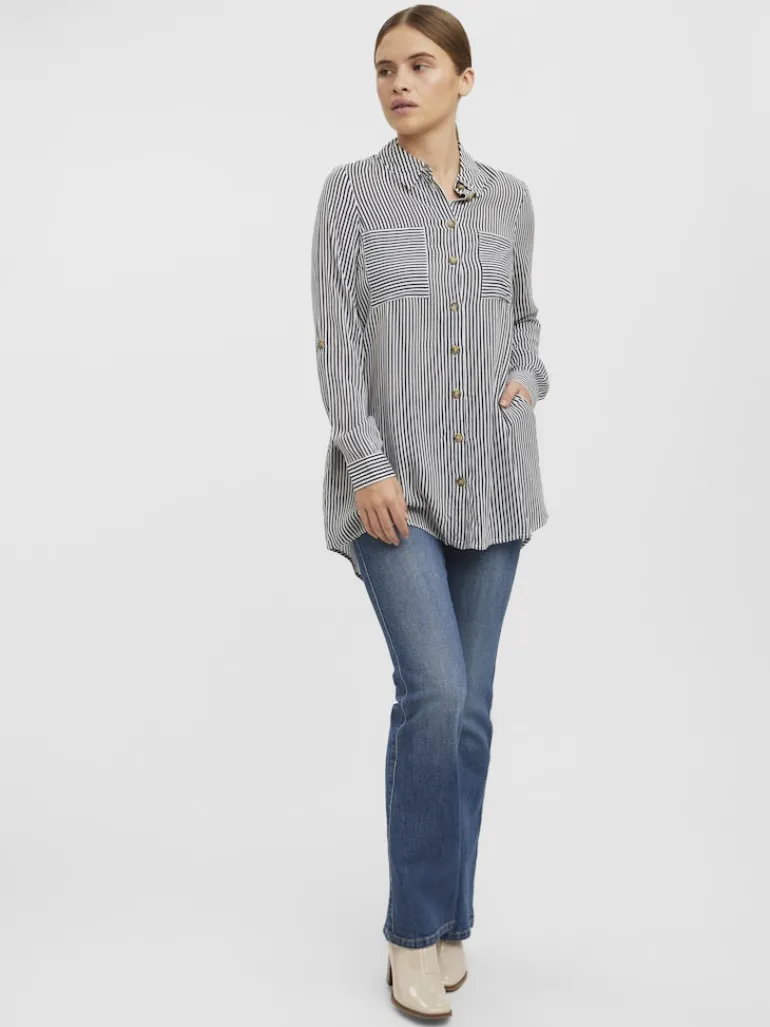 VMBUMPY L/S OVERSIZE SHIRT GA snow white