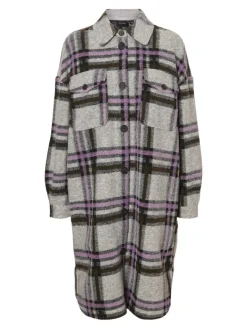 VMCHRISSIEQUILT LONG CHECK SHIRT GA light grey melange
