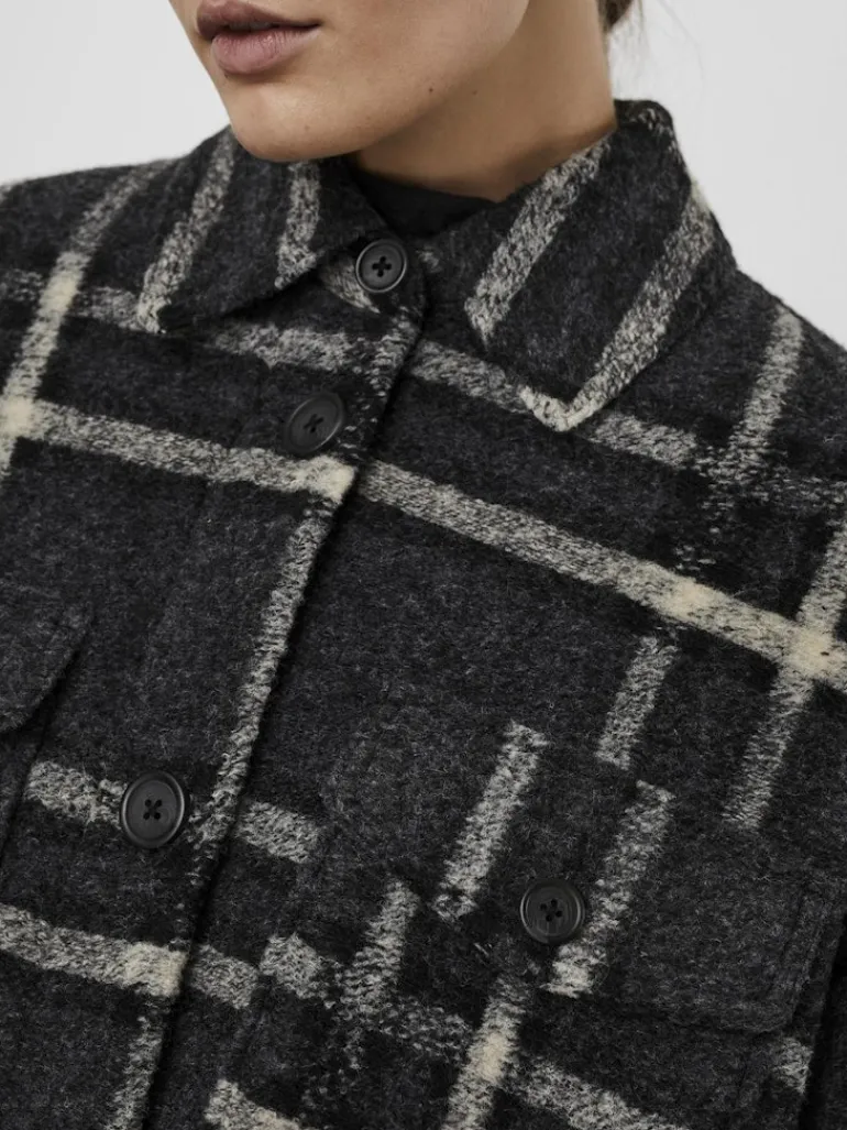 VMCHRISSIEQUILT LONG CHECK SHIRT GA dark grey melange
