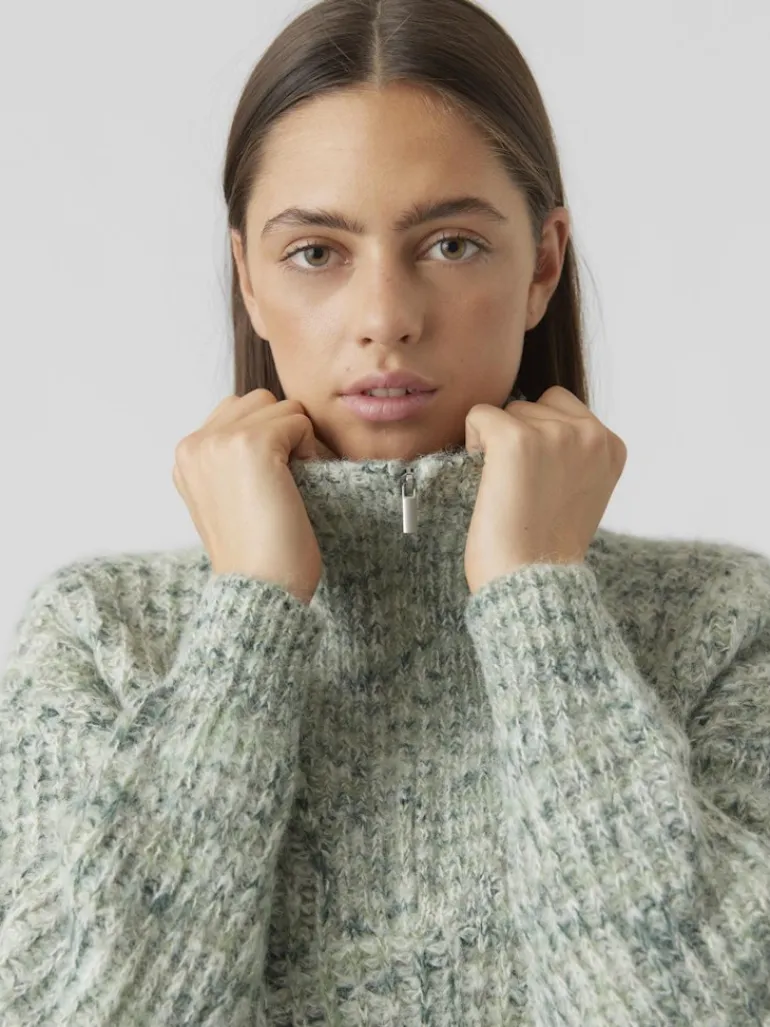 VMCLAUDIA LS HIGH-NECK ZIPPER BLOUSE GA loden frost