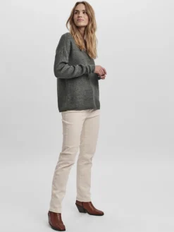 VMCREWLEFILE LS V-NECK BLOUSE NOOS balsam green