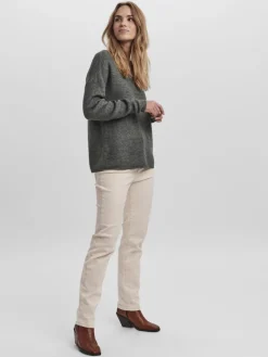VMCREWLEFILE LS V-NECK BLOUSE NOOS balsam green