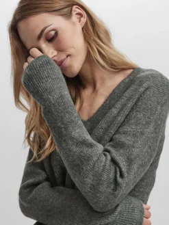 VMCREWLEFILE LS V-NECK BLOUSE NOOS balsam green