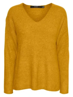 VMCREWLEFILE LS V-NECK BLOUSE NOOS golden yellow