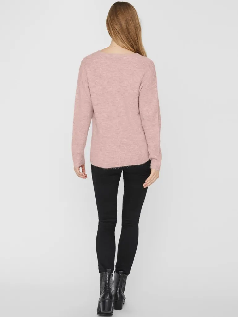 VMCREWLEFILE LS V-NECK BLOUSE NOOS hellrosa2