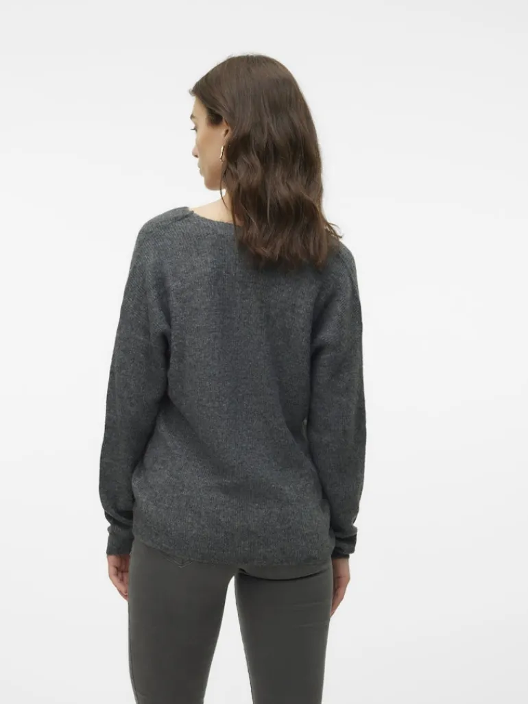 VMCREWLEFILE LS V-NECK BLOUSE NOOS medium grey melange