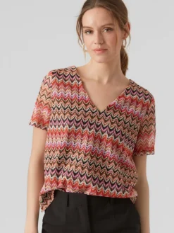 VMDICTE SS V-NECK TOP JRS bittersweet